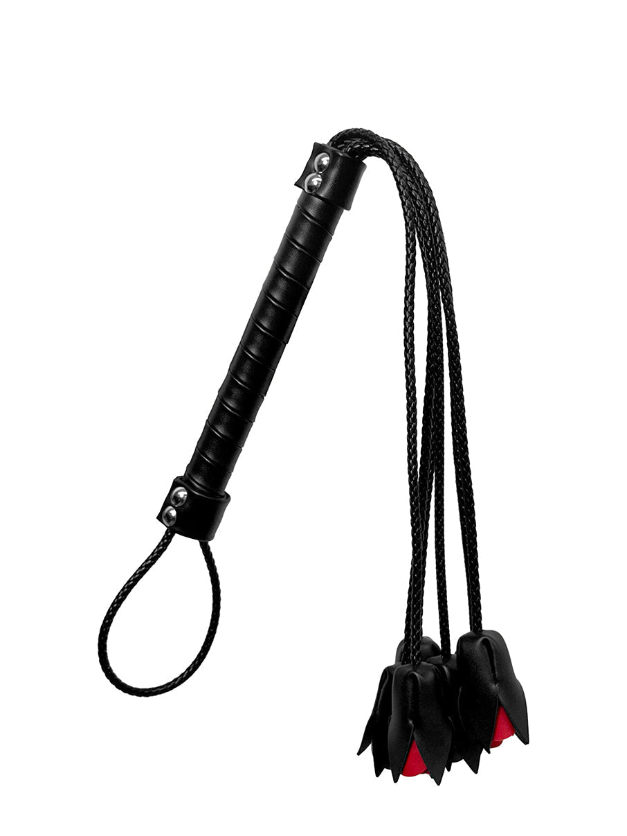 Faux Leather Whip with Rose Detail