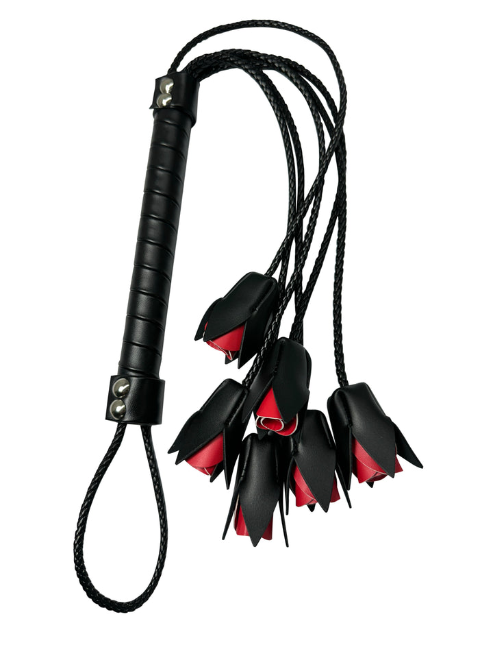 Faux Leather Whip with Rose Detail