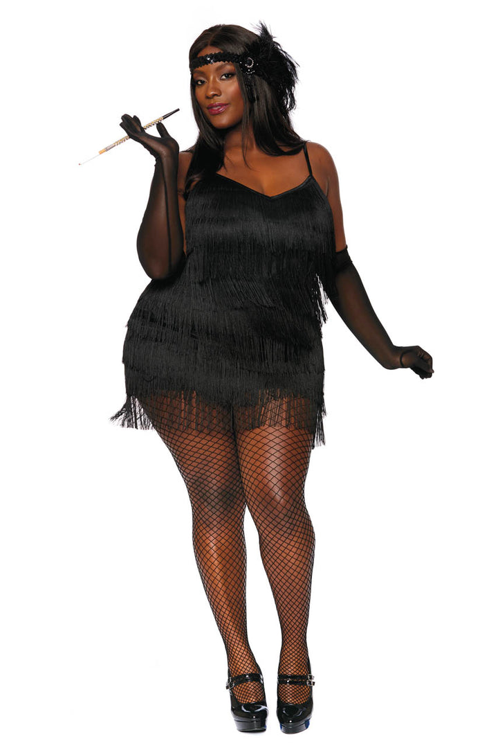 Plus Size Black Flapper Dress
