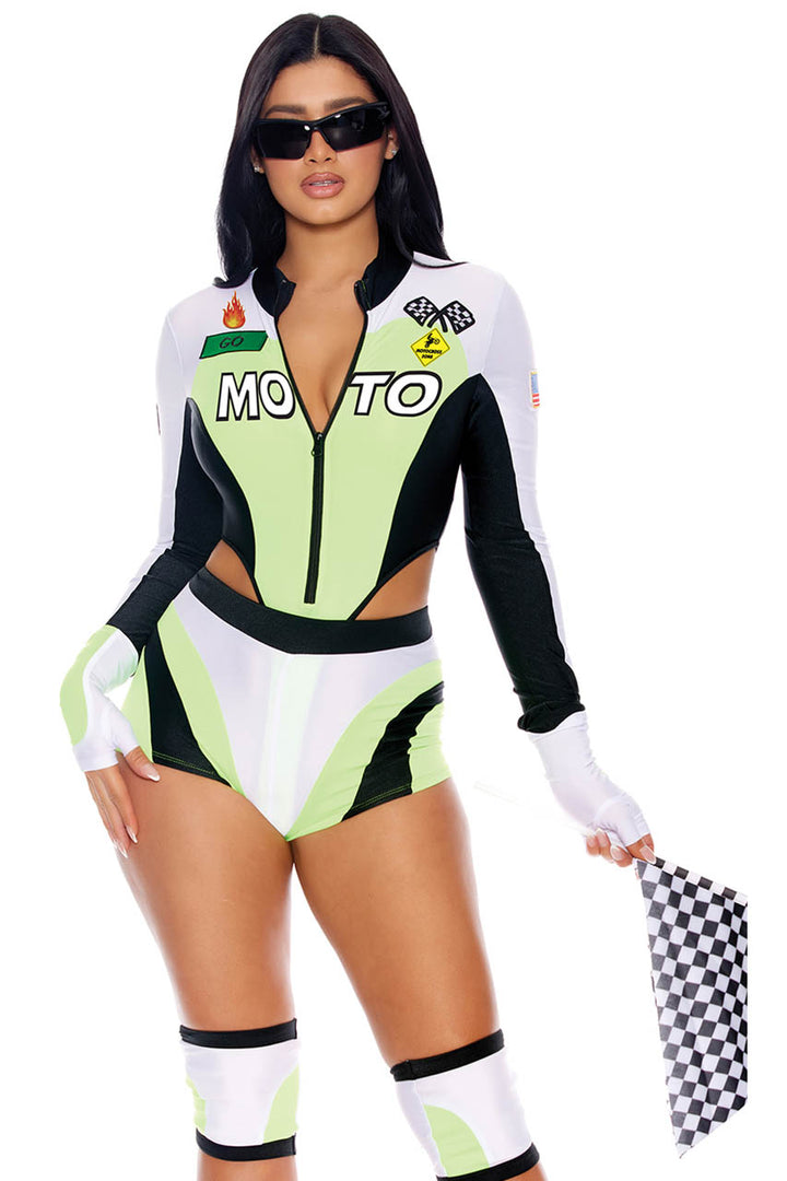 Green Light Go Sexy Motocross Racer Costume