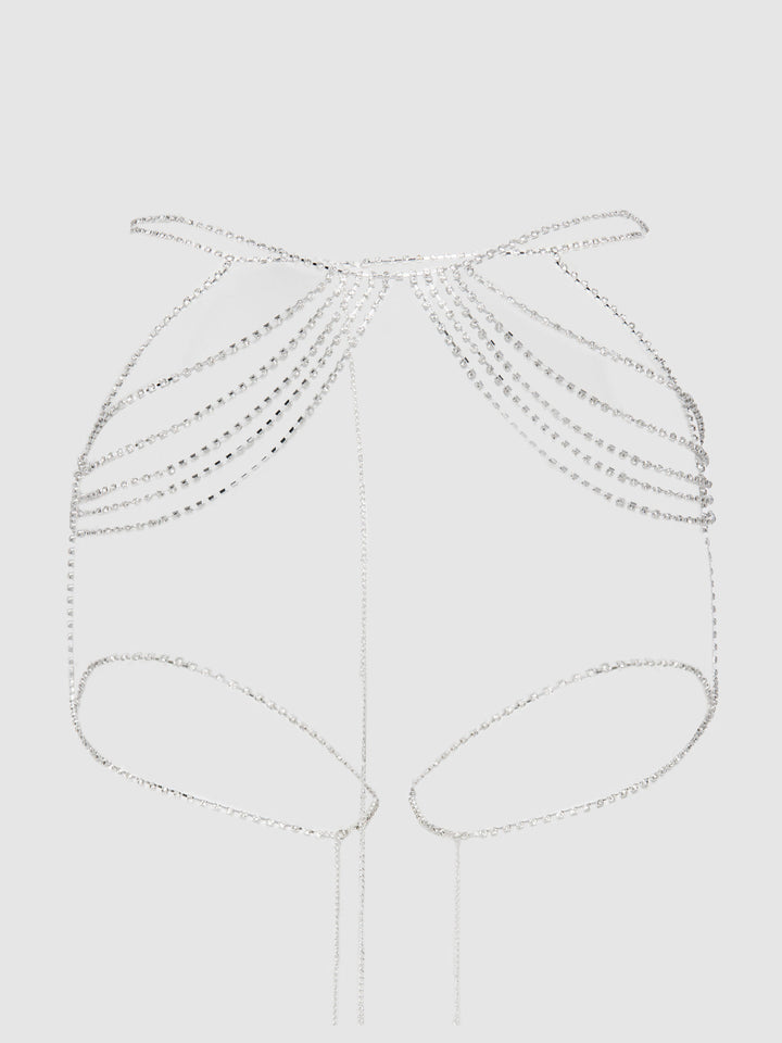 RHINESTONE DRAPE GARTER BELT