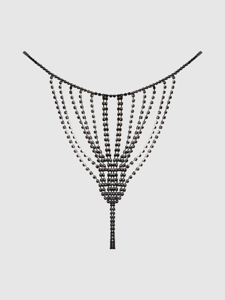 RHINESTONE VERTICAL THONG