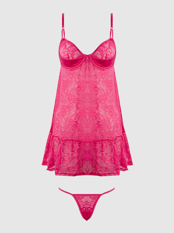 FLORA  LACE BABYDOLL &amp; G-STRING SET