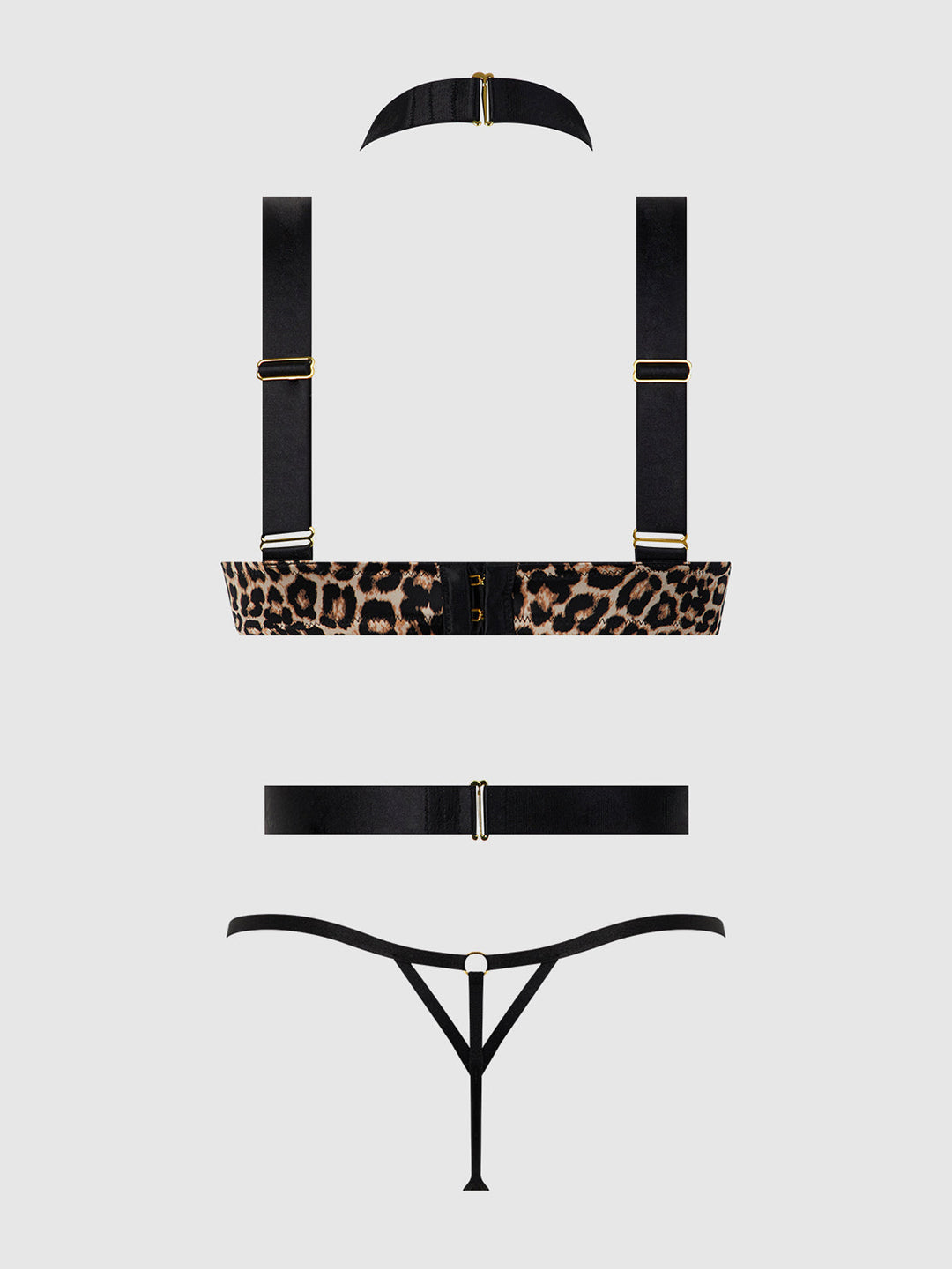 DEVON STRAPPY PUSH UP BRA, HARNESS &amp; G-STRING SET