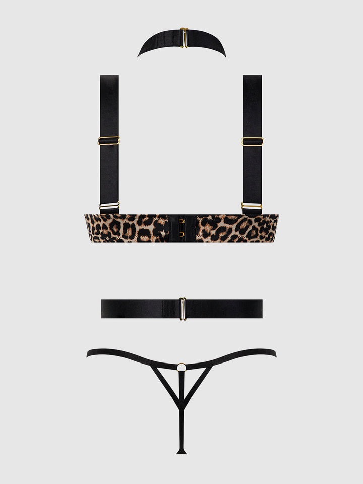 DEVON STRAPPY PUSH UP BRA, HARNESS &amp; G-STRING SET