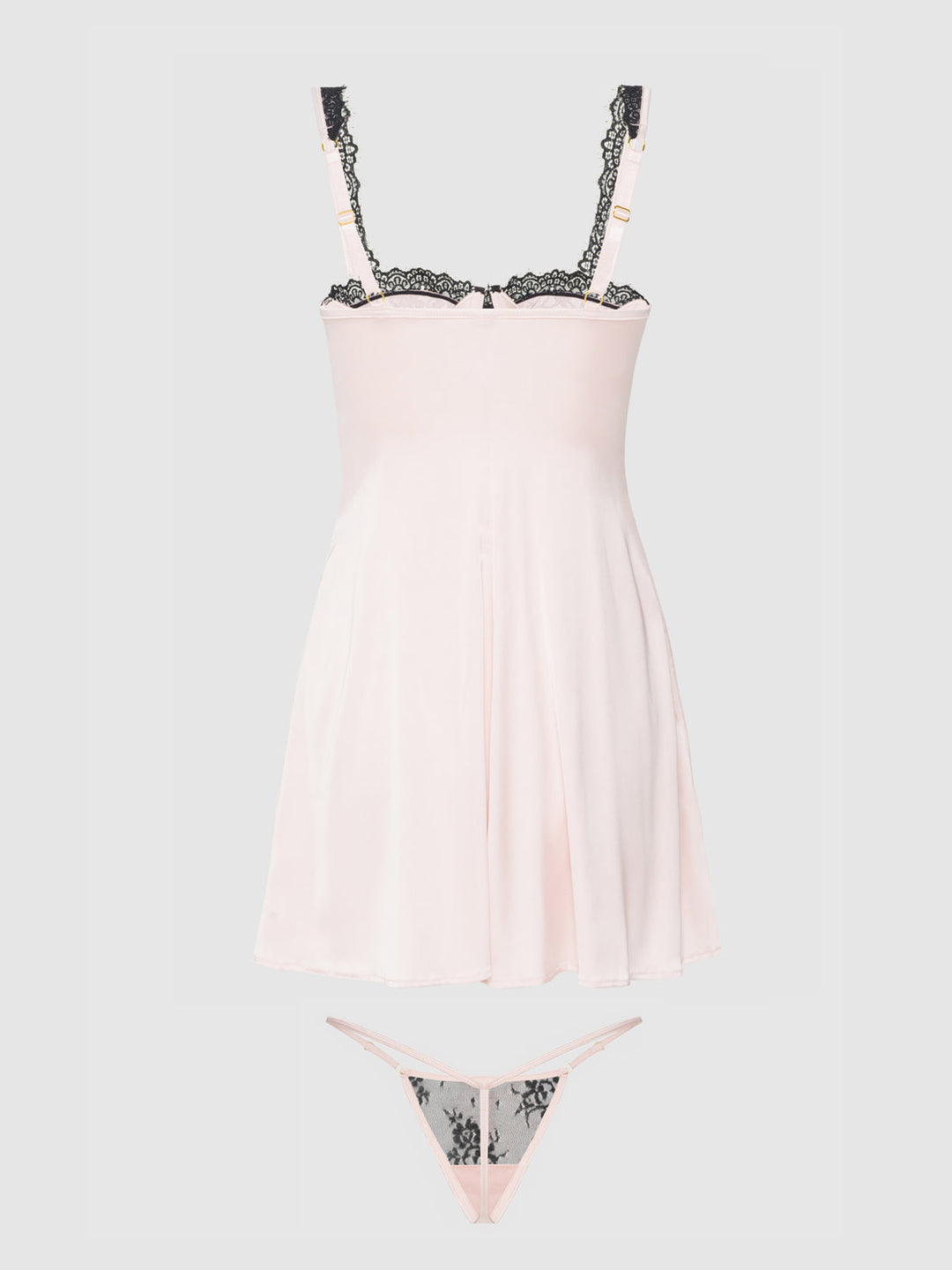 JOCELYN LACE &amp; SATIN BABYDOLL &amp; G-STRING SET