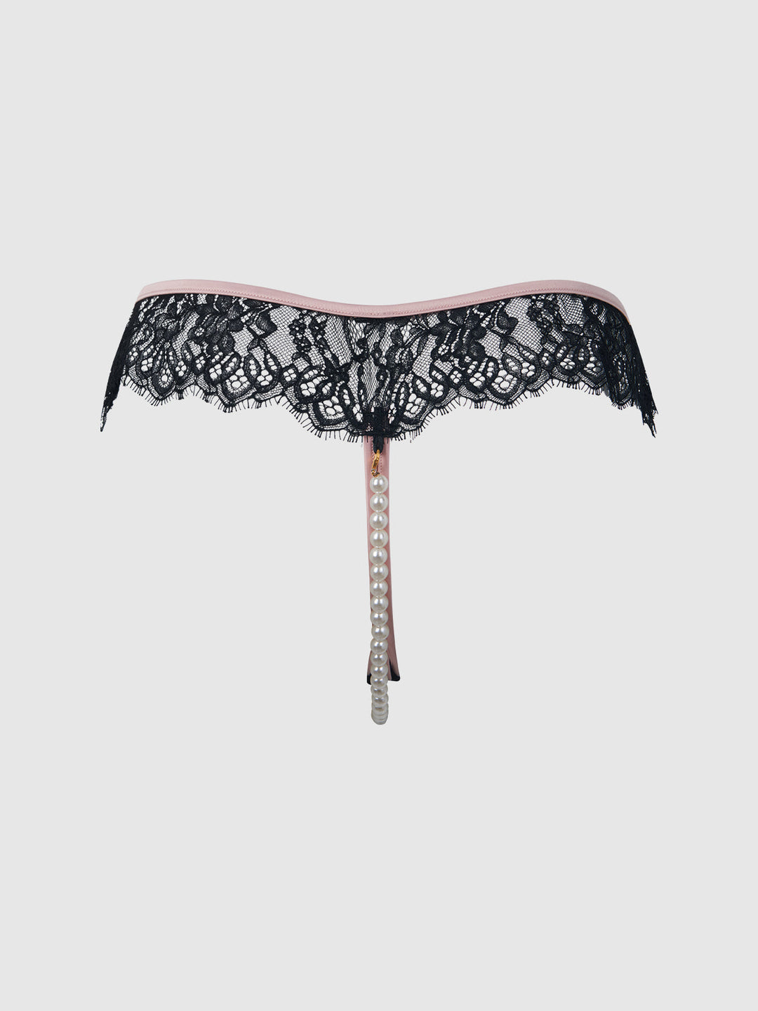 JOCELYN LACE &amp; PEARL CROTCHLESS THONG