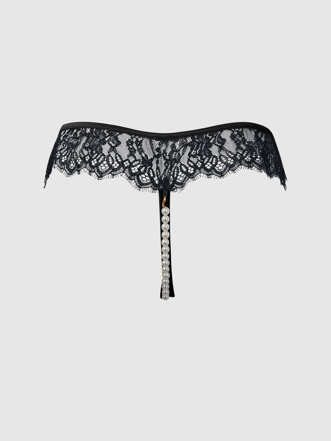 JOCELYN LACE &amp; PEARL CROTCHLESS THONG