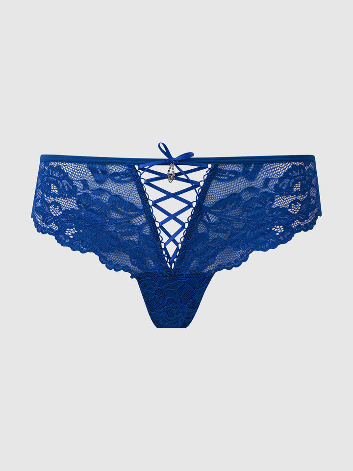 BELLA LACE UP FRONT LACE TANGA