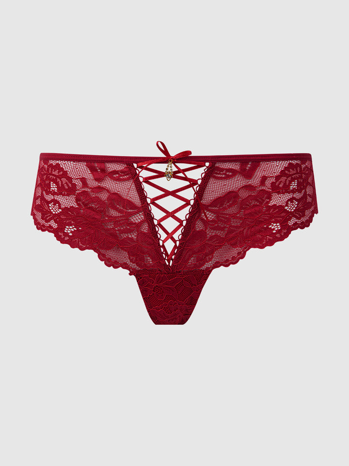 BELLA LACE UP FRONT LACE TANGA