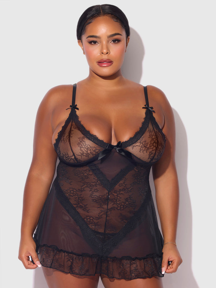 KIKI LACE BABYDOL &amp; G-STRING SET