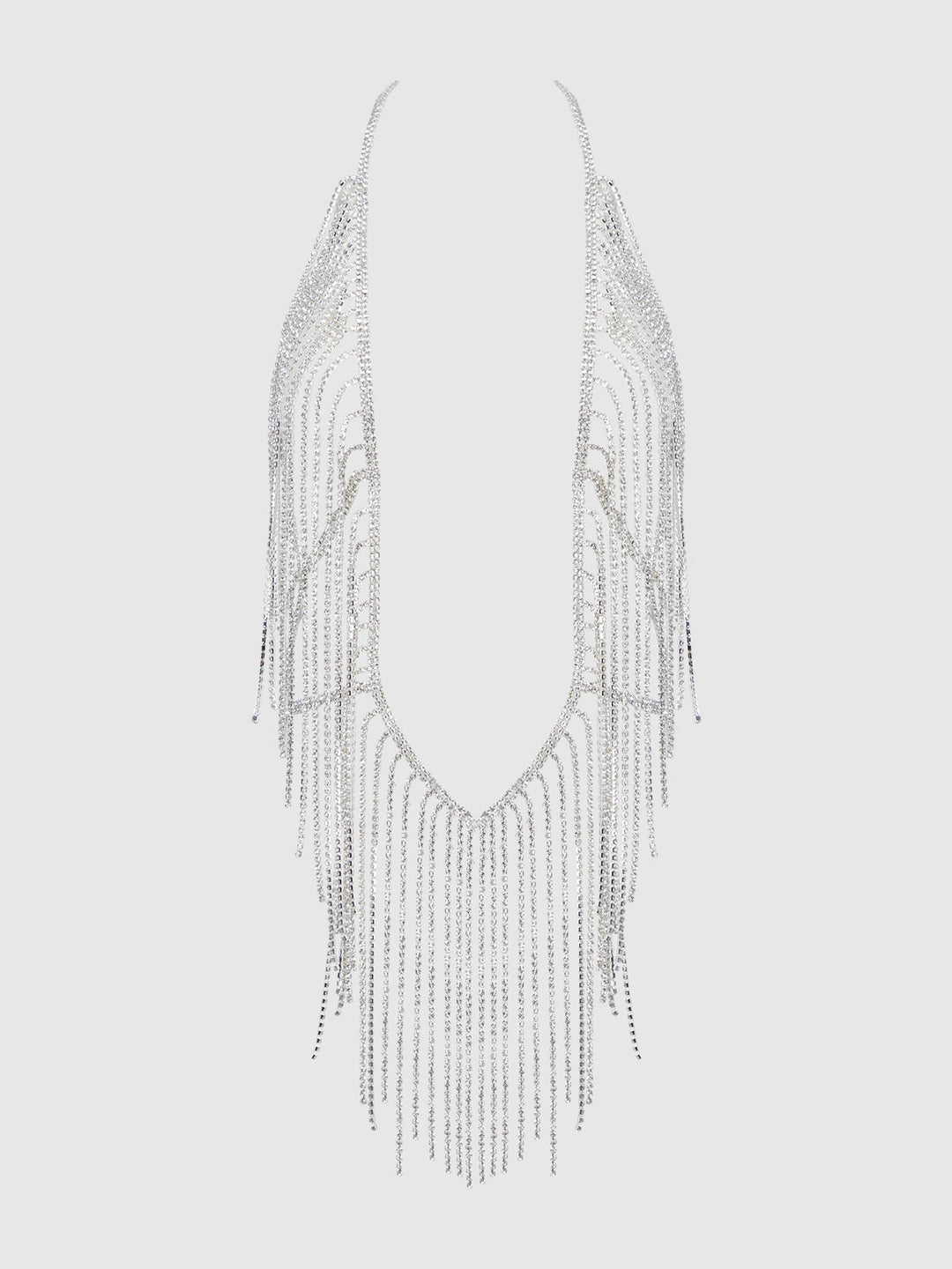 RHINESTONE PLUNGE &amp; FRINGE TEDDY