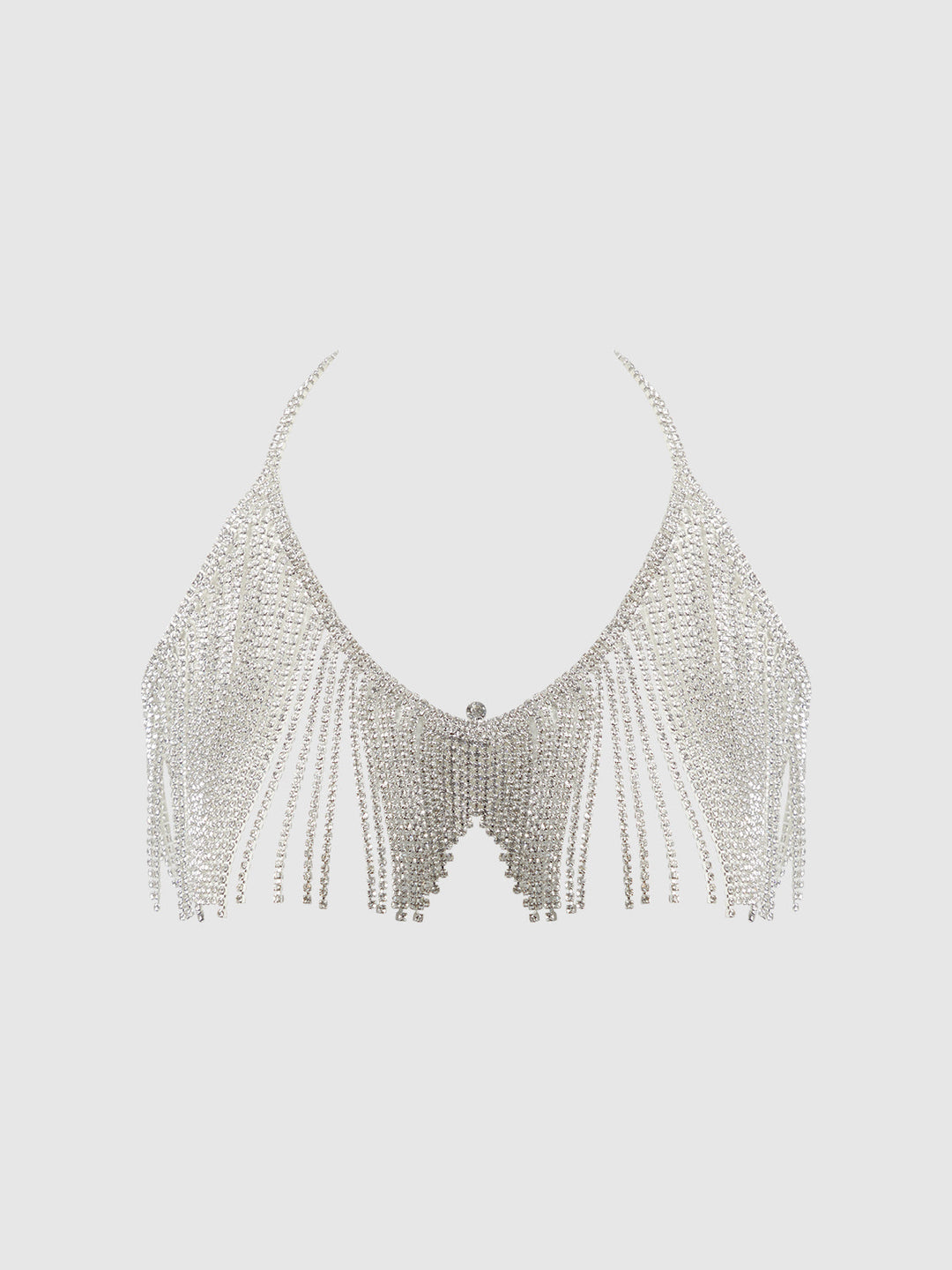 RHINESTONE DANGLE V-NECK BRA