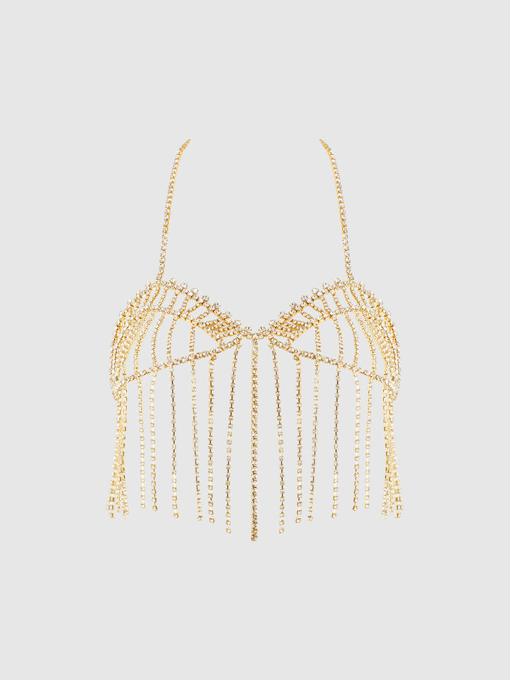 RHINESTONE FRINGE CROPPED CAMI TOP