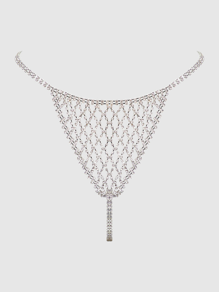 CHAINMAIL RHINESTONE THONG