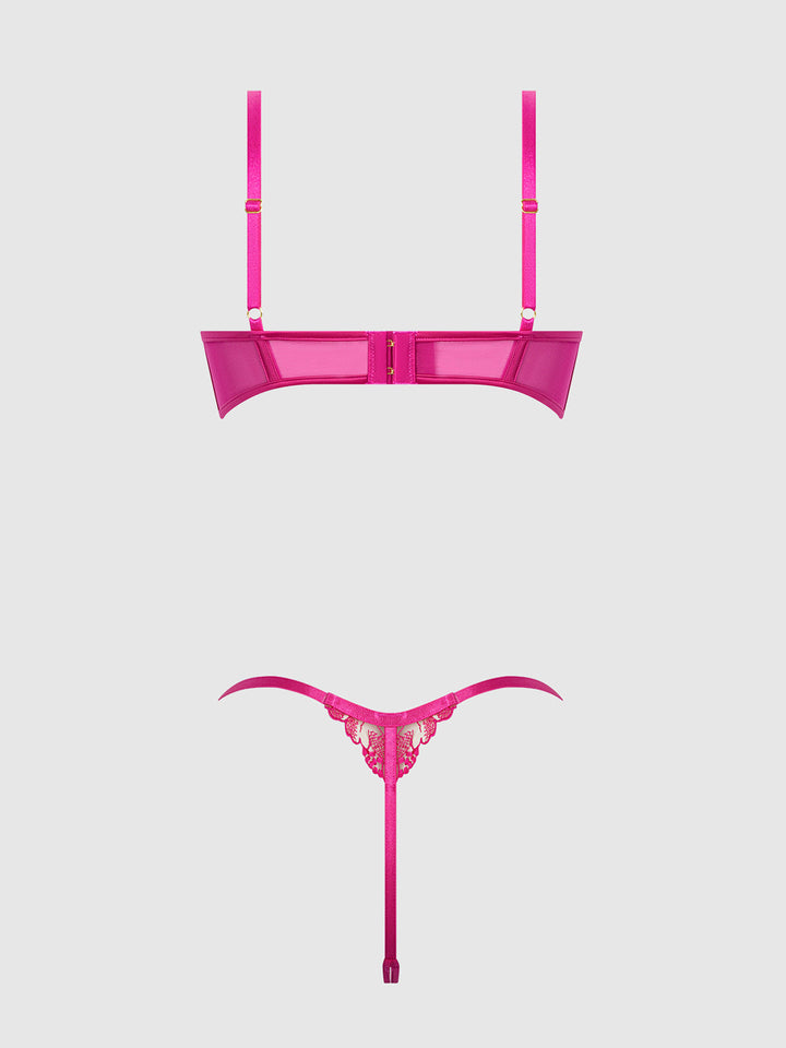 NOVA BLACKLIGHT LACE BRA &amp; CROTCHLESS G-STRING SET