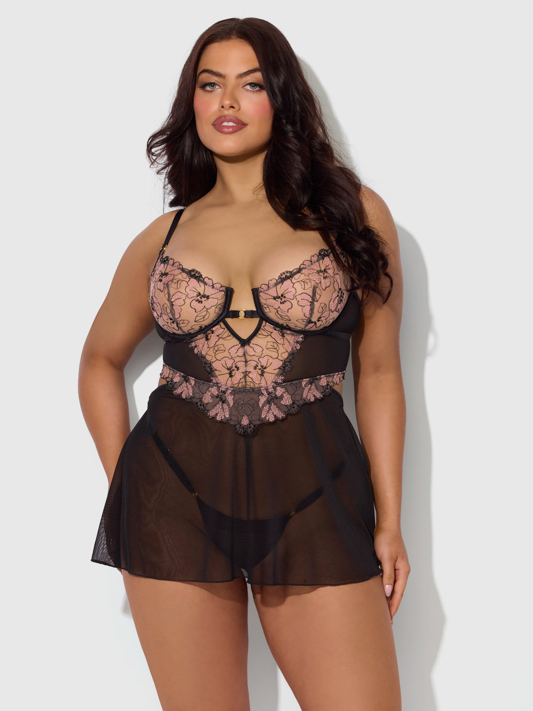 NOVA BLACKLIGHT LACE BABYDOLL &amp; G-STRING SET
