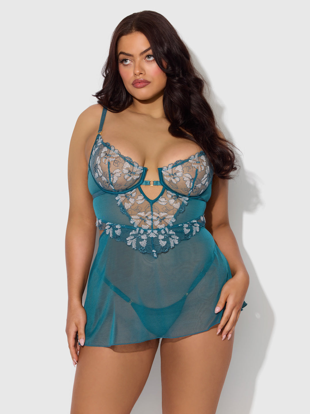 NOVA BLACKLIGHT LACE BABYDOLL &amp; G-STRING SET