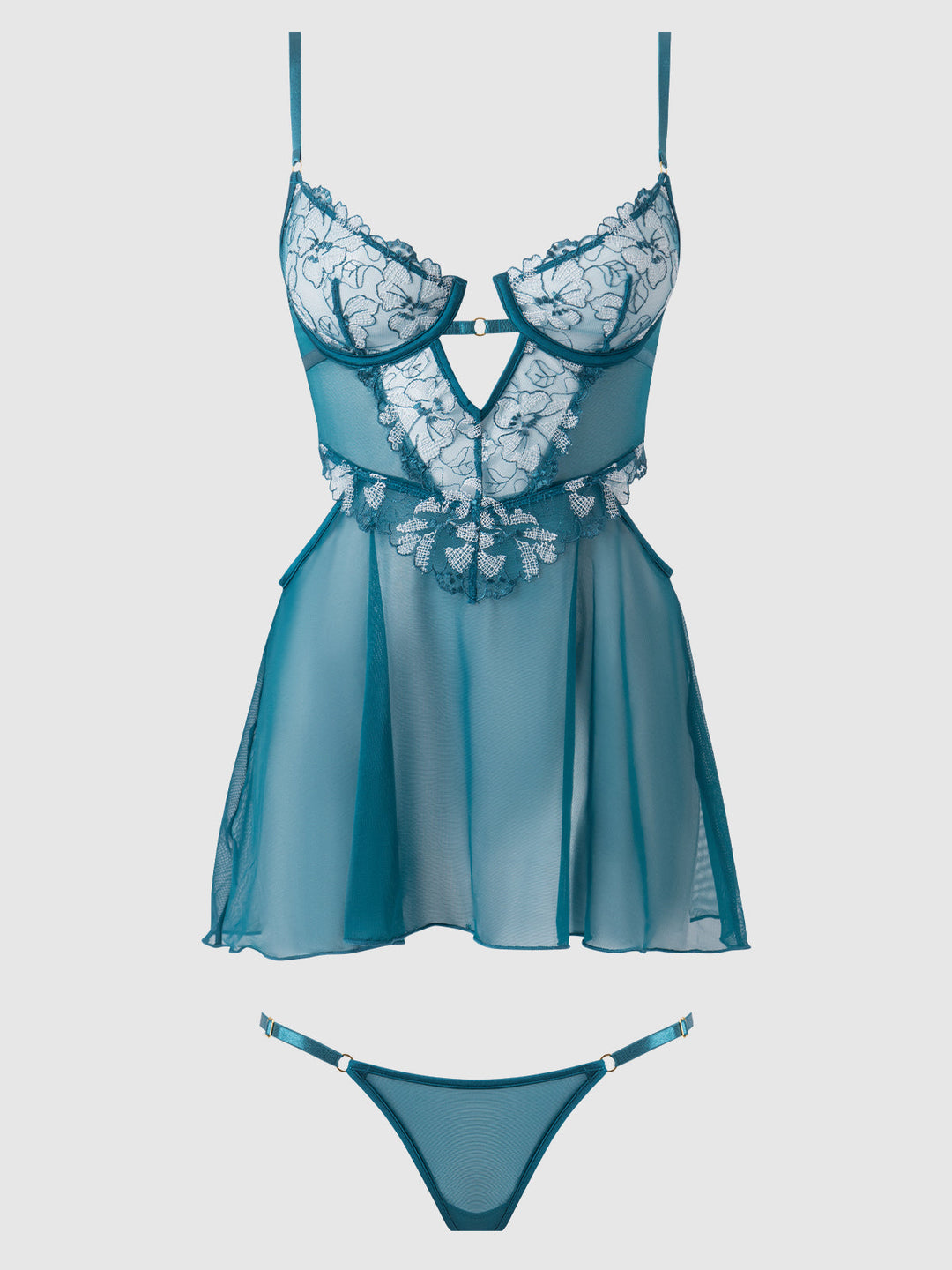 NOVA BLACKLIGHT LACE BABYDOLL &amp; G-STRING SET