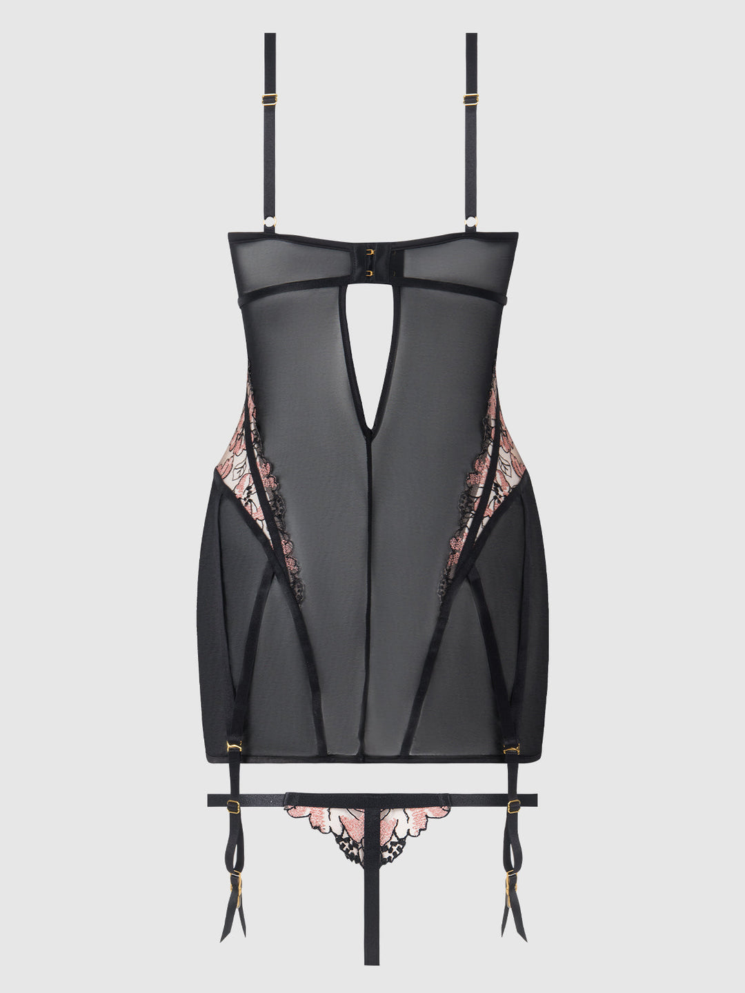 NOVA BLACKLIGHT LACE CHEMISE &amp; THONG SET