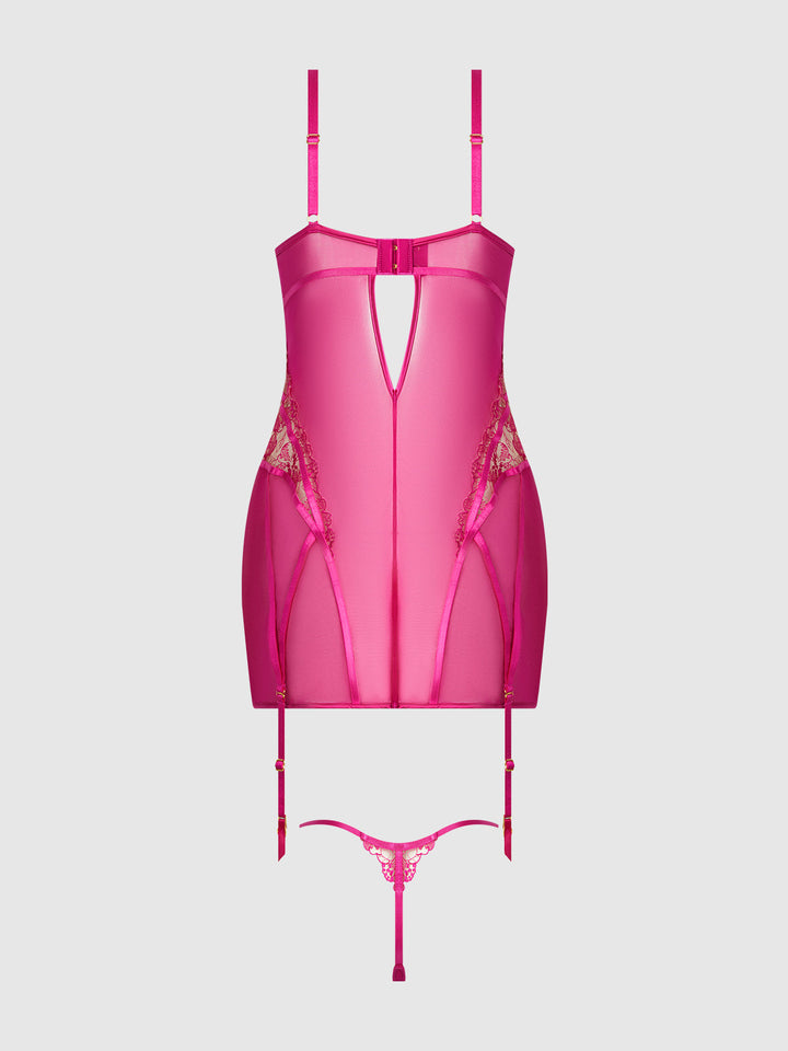 NOVA BLACKLIGHT LACE CHEMISE &amp; THONG SET