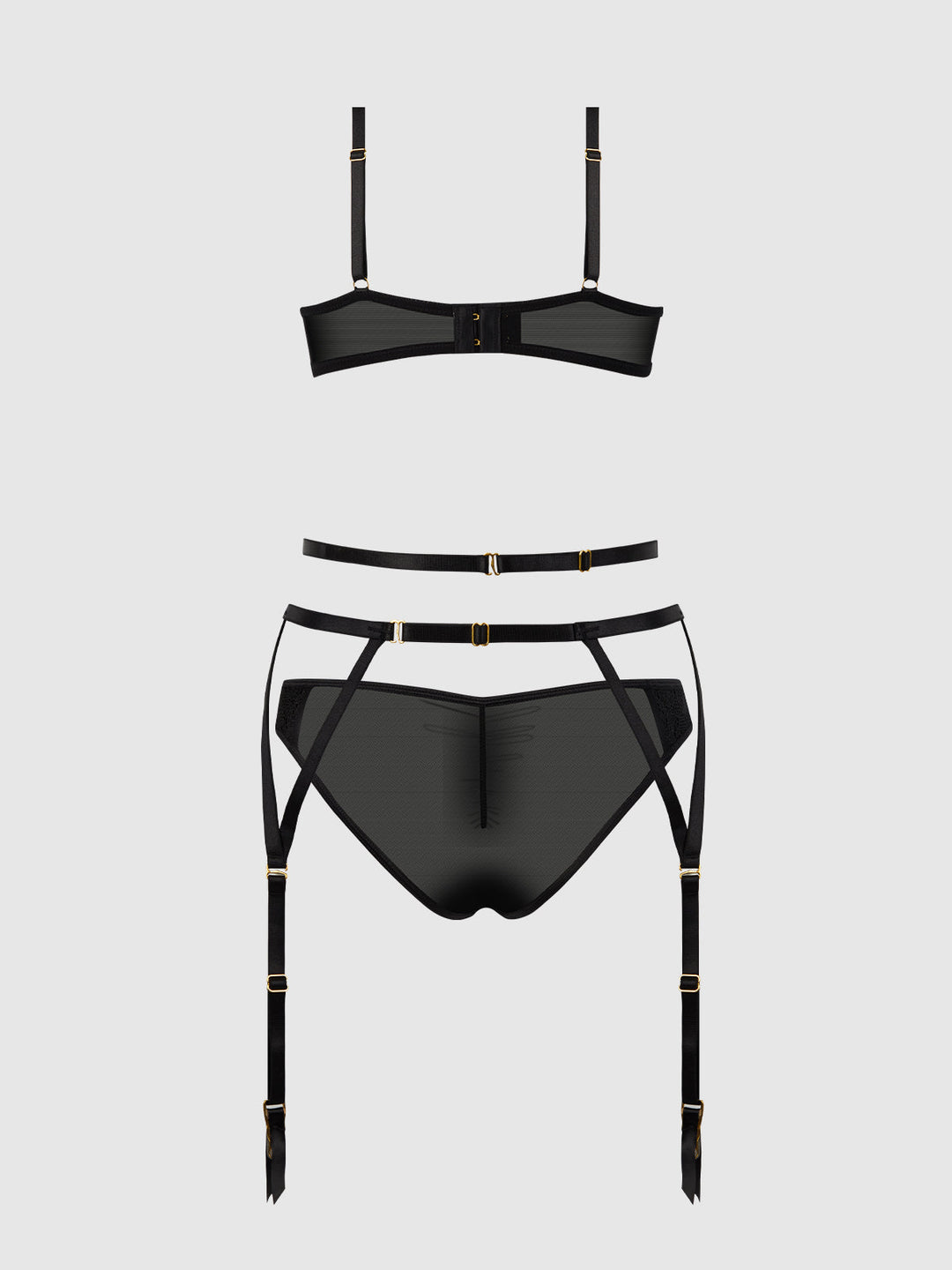 ASHLEY ALEXISS LACE DEMI BRA, BIKINI &amp; GARTER SET