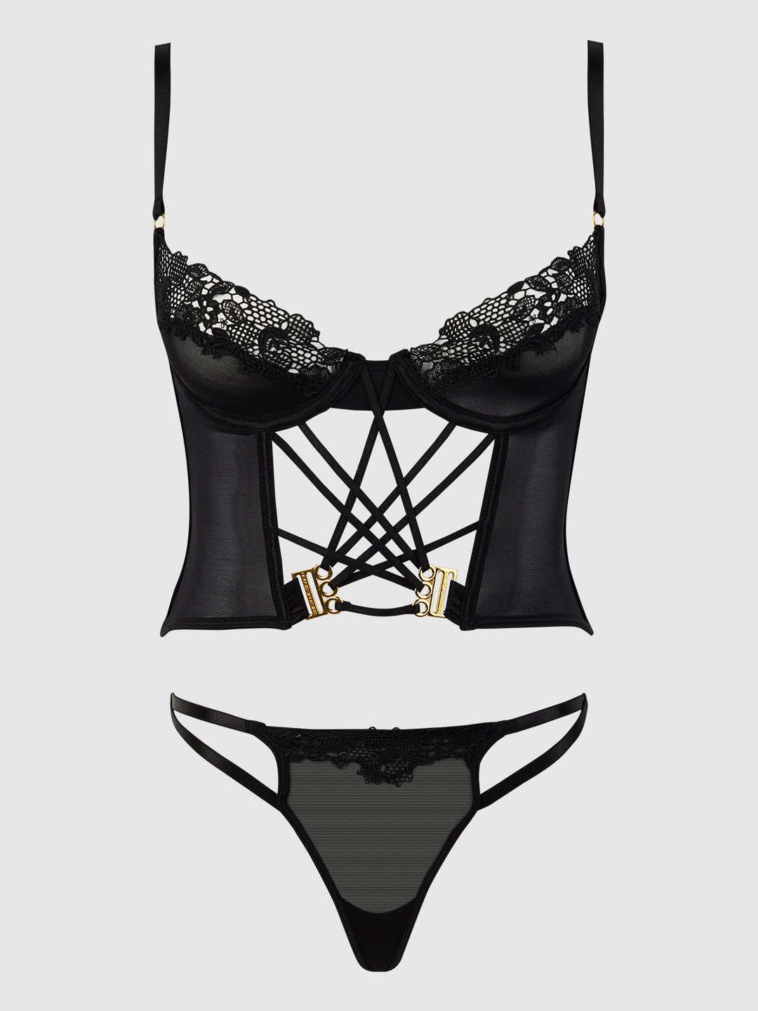 ASHLEY ALEXISS LACE BUSTIER  &amp; G-STRING SET
