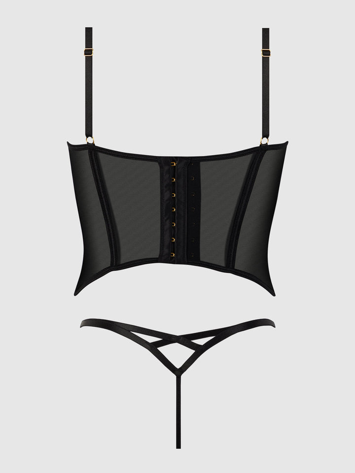 ASHLEY ALEXISS LACE BUSTIER  &amp; G-STRING SET