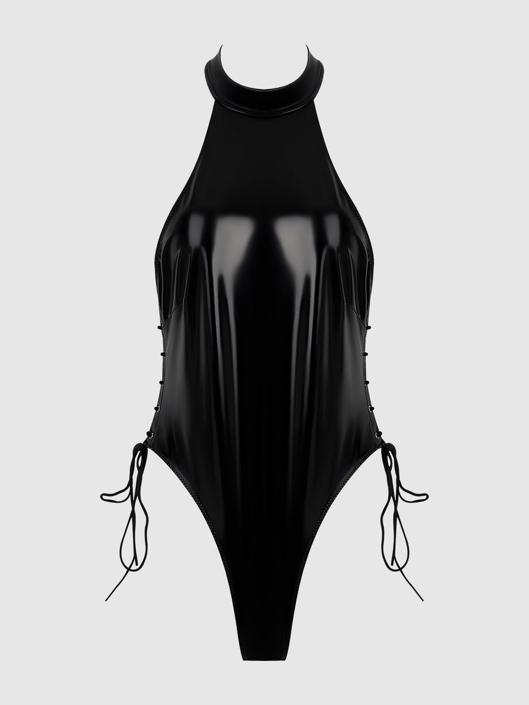 TRINITY PATENT LACE UP HALTER TEDDY