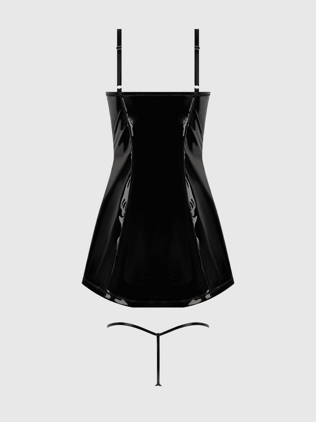 TRINITY PATENT CHEMISE &amp; G-STRING SET