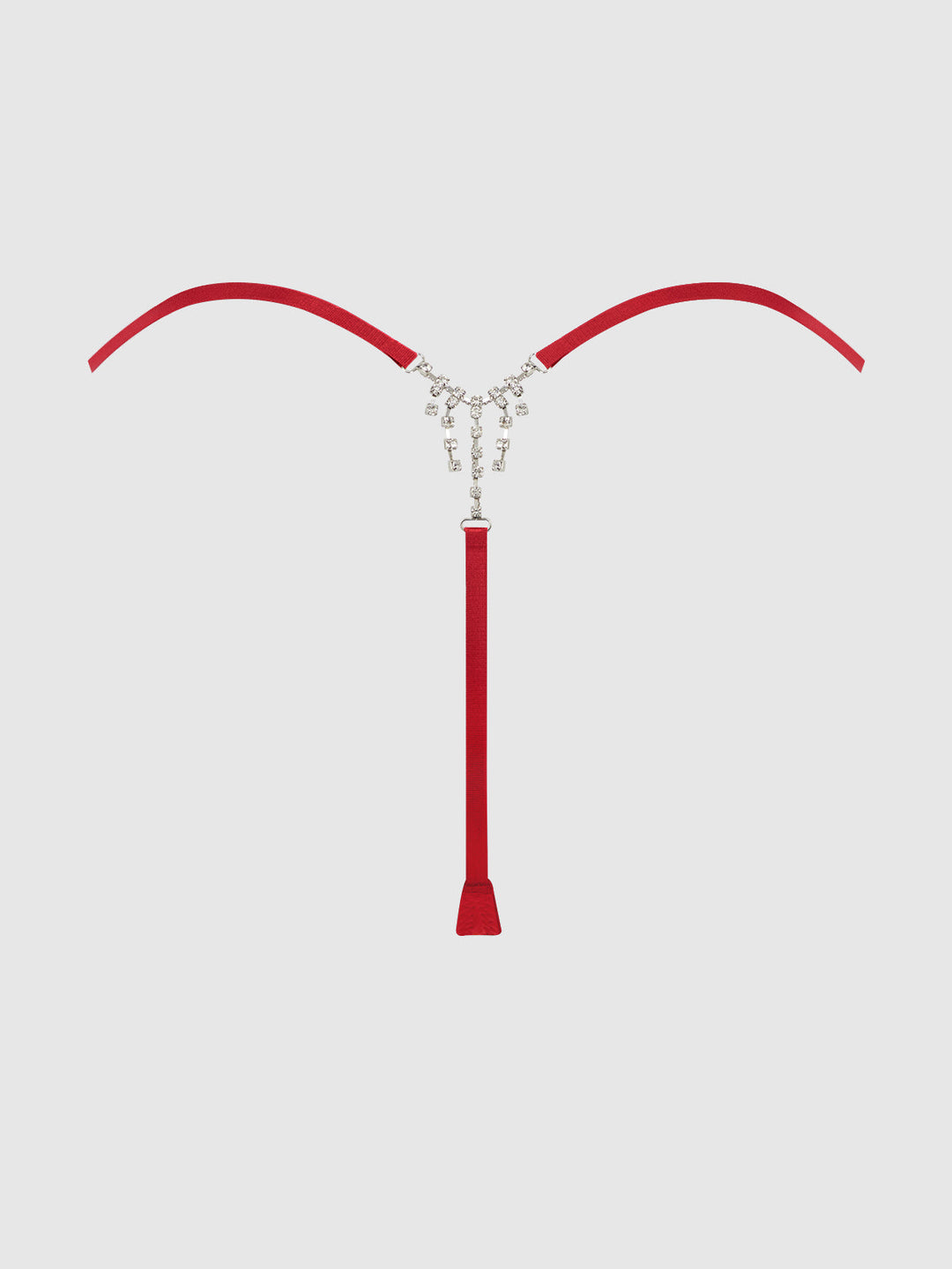 KRYSTAL SIDE SLIDER &amp; RHINESTONE FRINGE BACK G-STRING