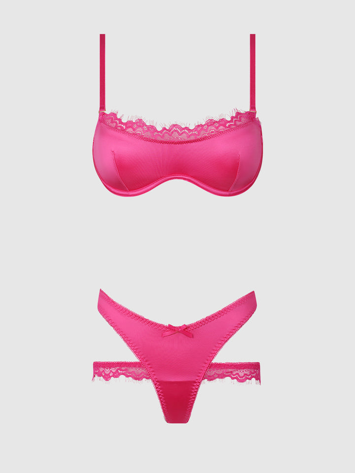 ISSADORA OILSLICK &amp; LACE PUSH UP BRA &amp; STRAPPY BACK TANGA