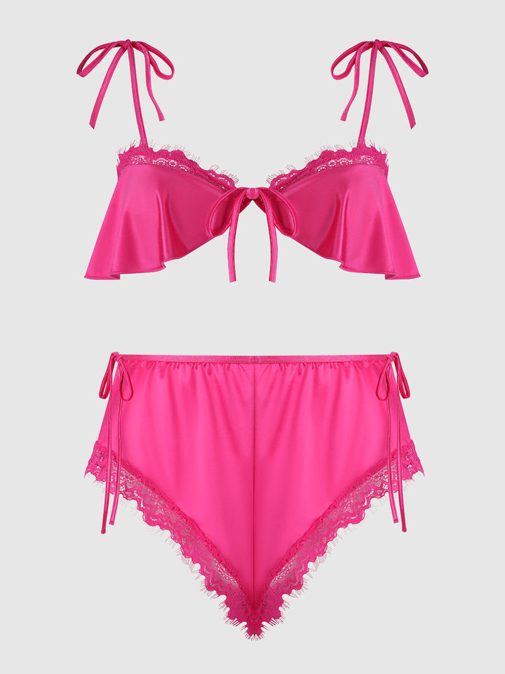 ISSADORA OILSLICK &amp; LACE DROP OFF FLOUNCE TOP &amp; PANTY
