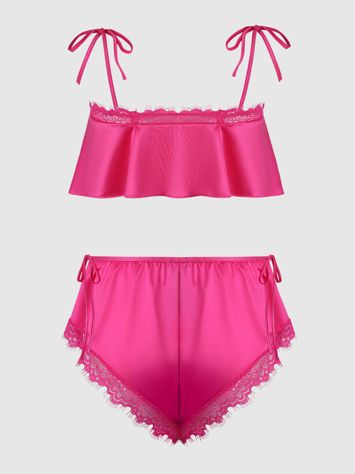 ISSADORA OILSLICK &amp; LACE DROP OFF FLOUNCE TOP &amp; PANTY