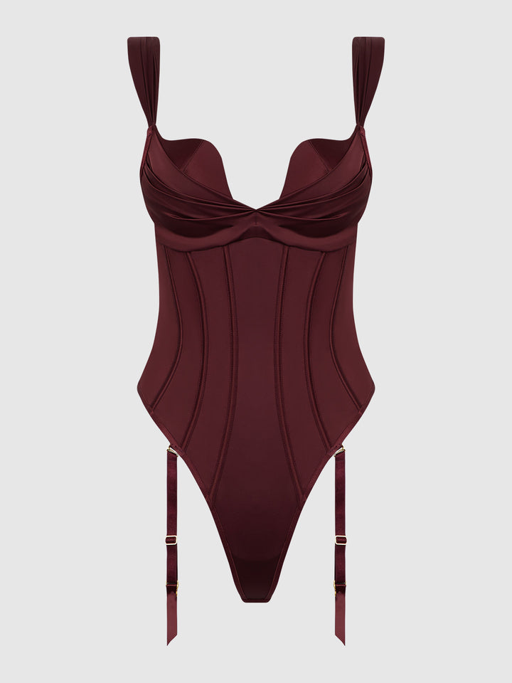 BRIGETA SATIN DRAPED PUSH UP TEDDY