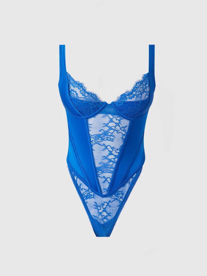MADELINE SATIN &amp; LACE PUSH UP TEDDY