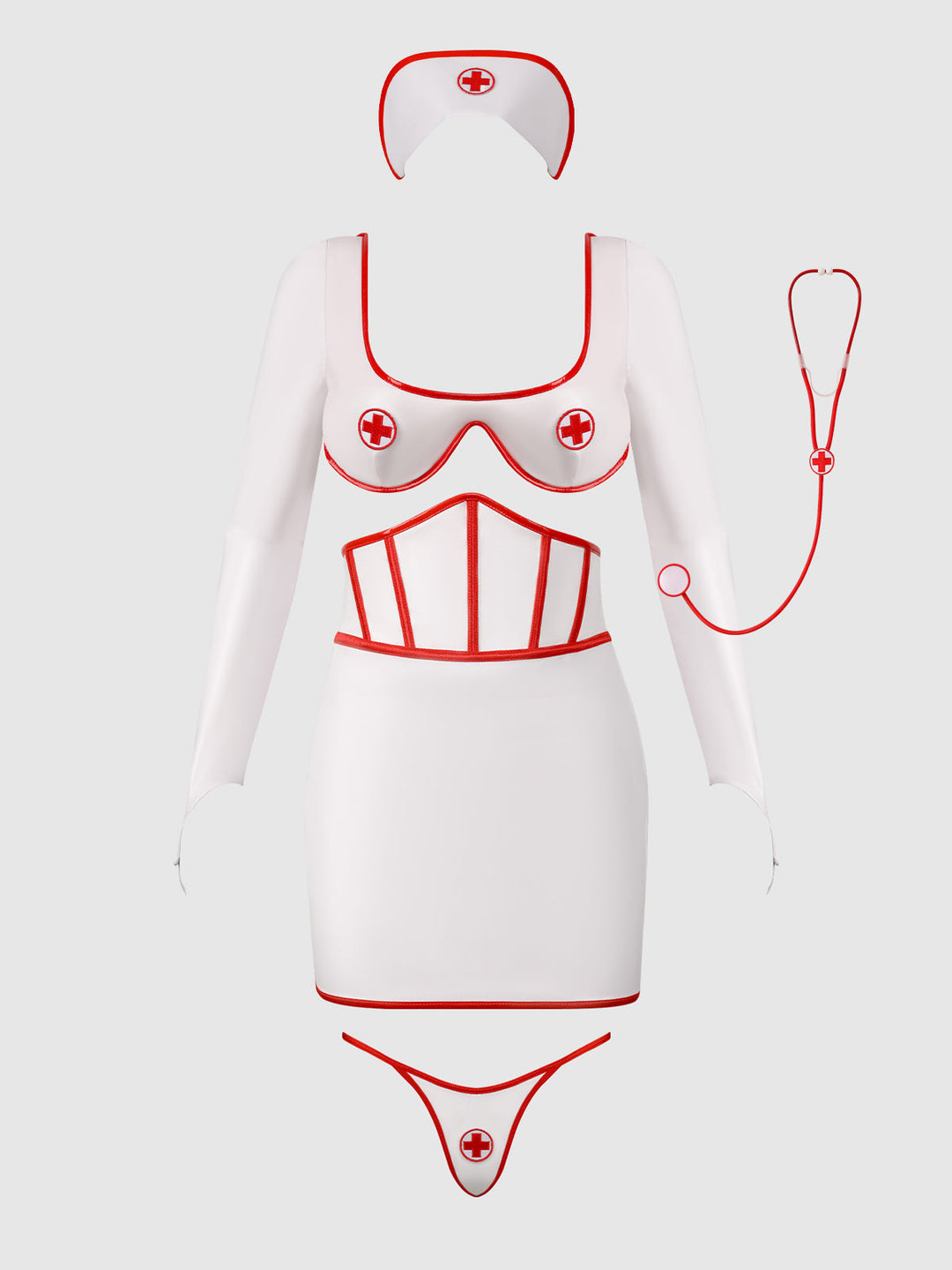 FIRST AID BRA TOP &amp; OPEN BACK SKIRT SET