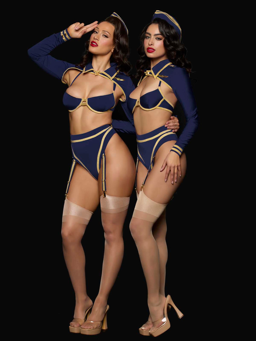 FLYING HIGH PILOT BRA TOP, HIWAIST PANTY &amp; HAT SET