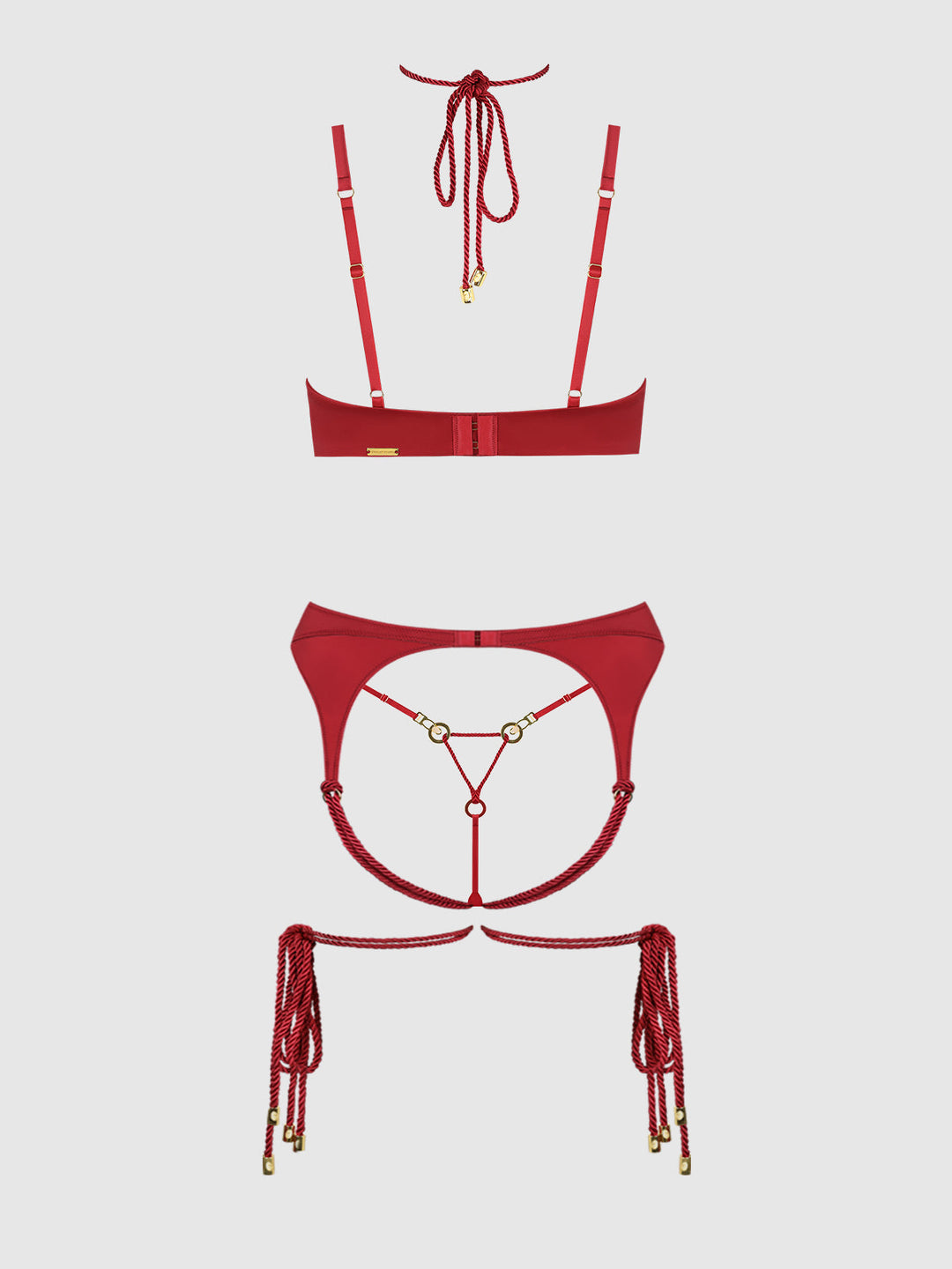 IRYNA SILKY MICRO &amp; ROPE BRA, GARTER &amp; THONG SET
