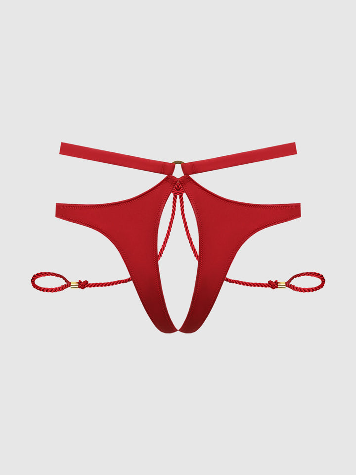 IRYNA SILKY MICRO &amp; ROPE CROTCHLESS &amp; HAND CUFF HIPSTER