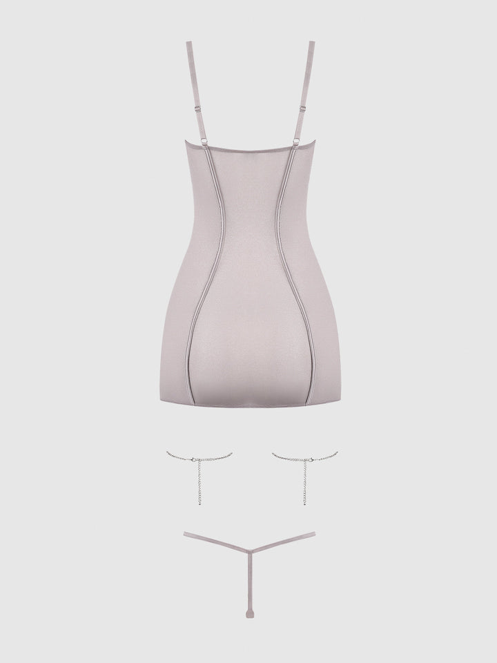 PRESLEY SHINE MESH &amp; RHINESTONE CHEMISE &amp; G-STRING SET
