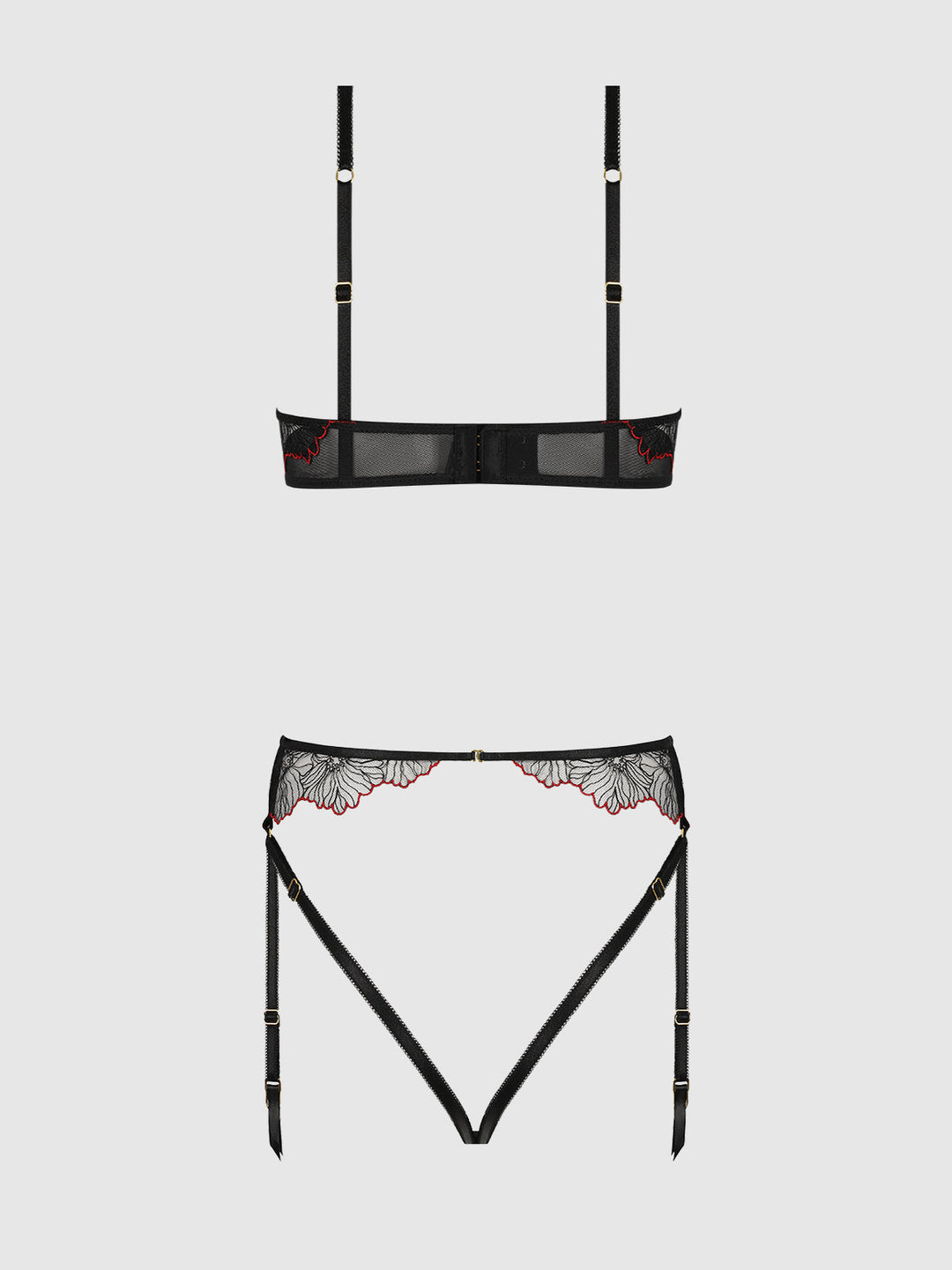 ILENA EMBROIDERED TULLE CROTCHLESS &amp; OPEN BACK TEDDY