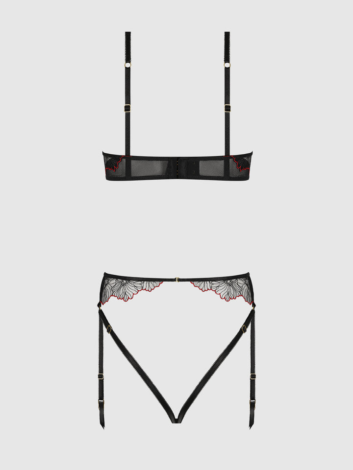 ILENA EMBROIDERED TULLE CROTCHLESS &amp; OPEN BACK TEDDY
