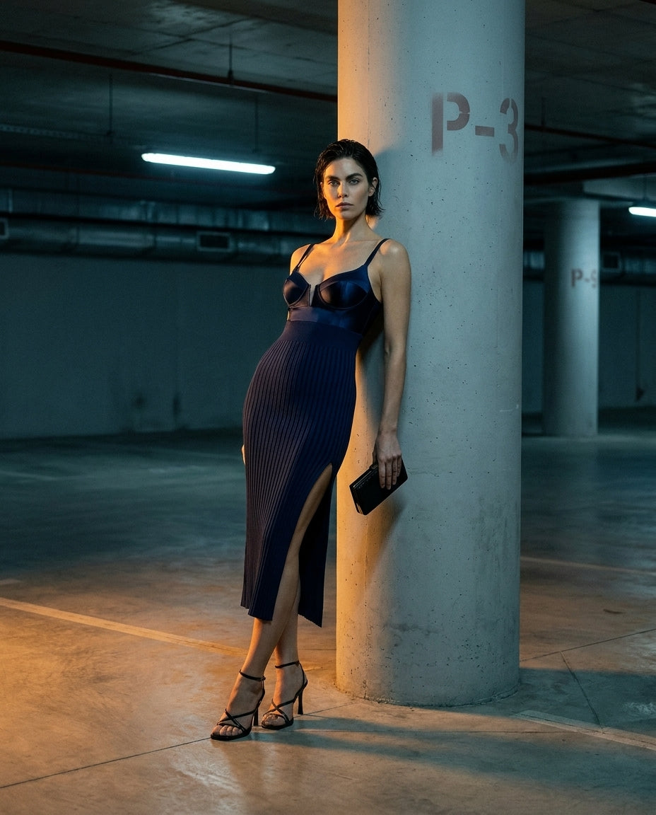 Midnight Blue Midi Dress